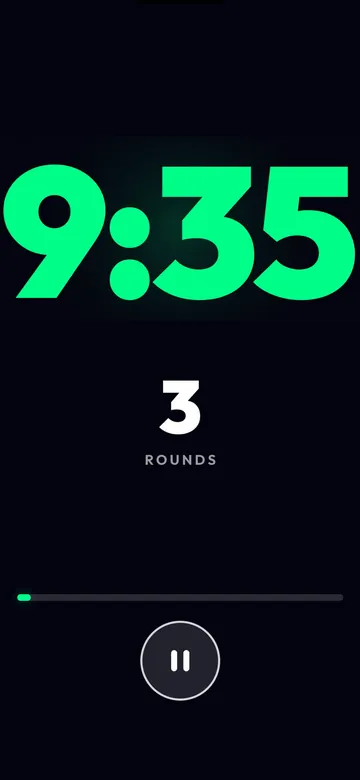 The Wharf WOD Timer counting 9:35 in giant green numbers